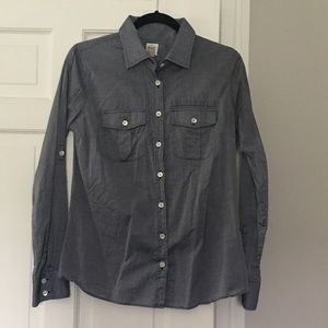 JCREW button down shirt with roll up sleeves,  denim blue, size 8